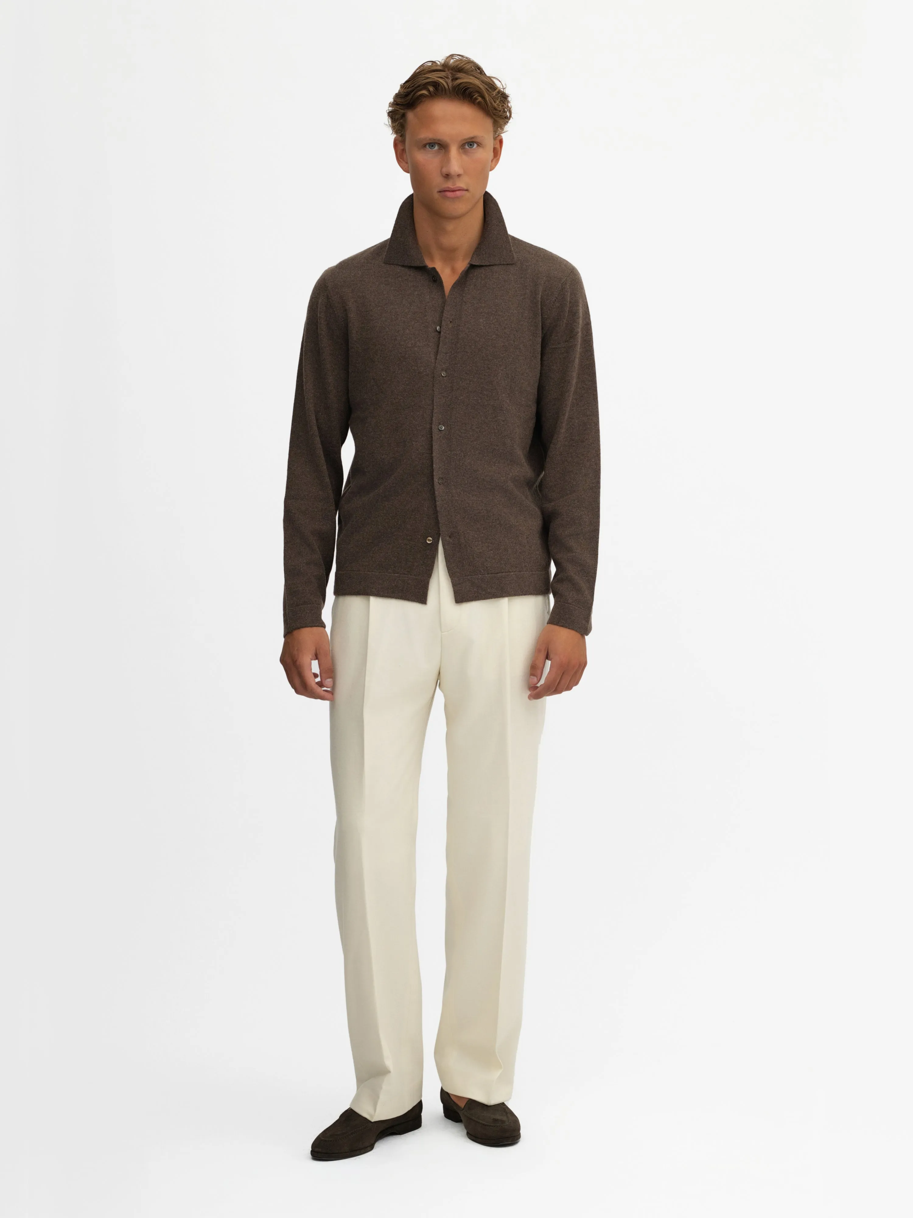 Brown Merino Wool Cashmere Cardigan