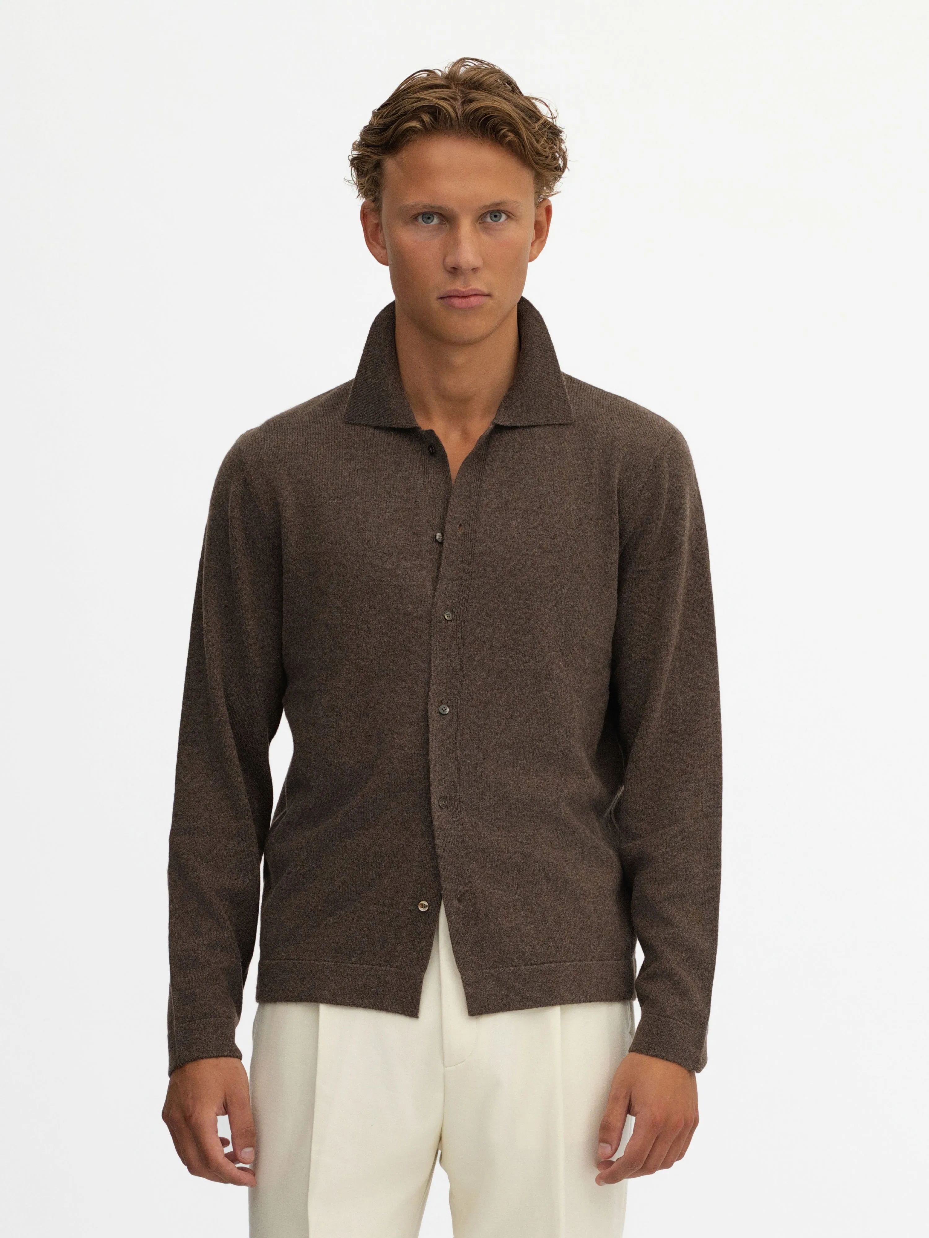 Brown Merino Wool Cashmere Cardigan