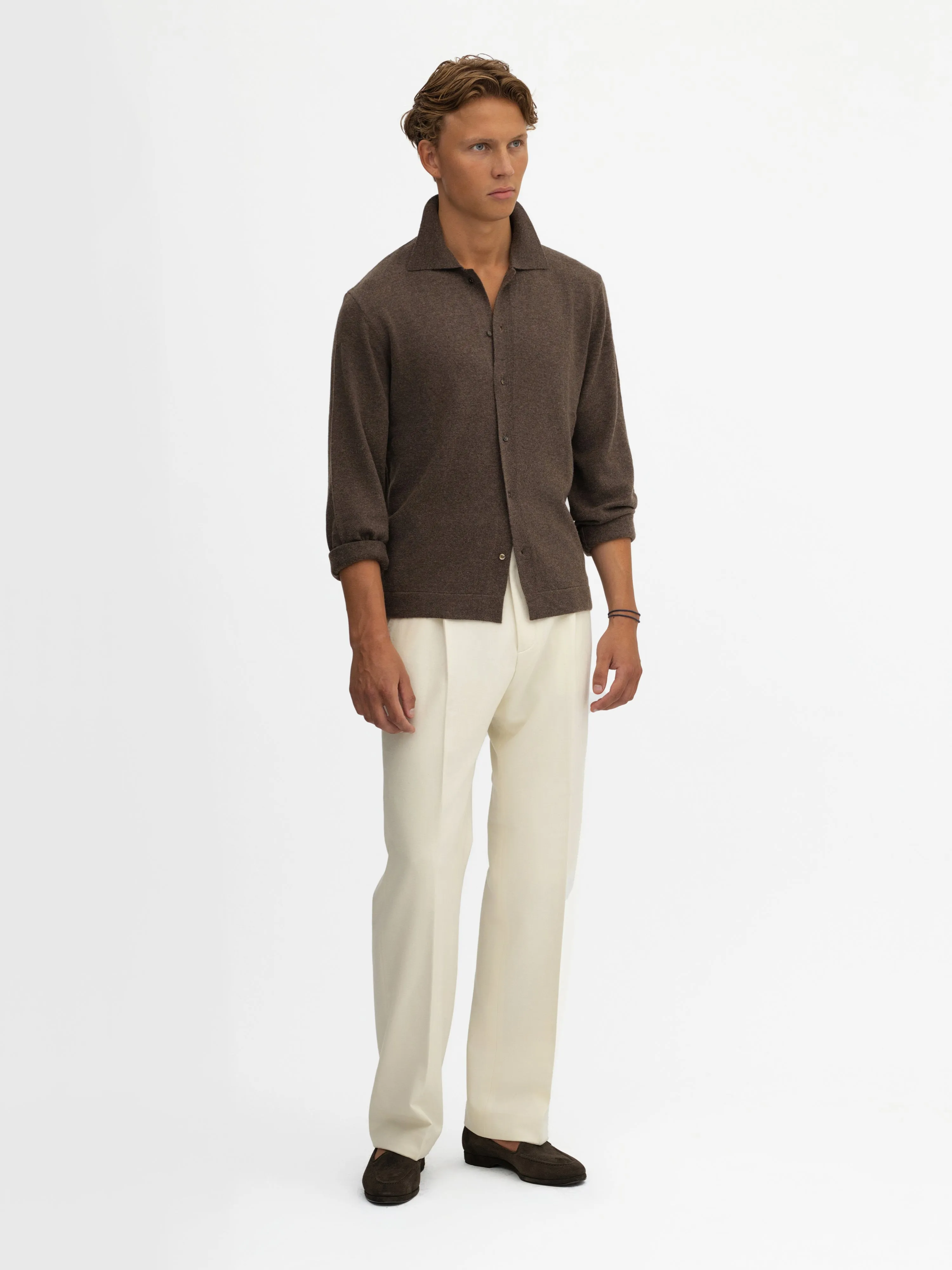 Brown Merino Wool Cashmere Cardigan