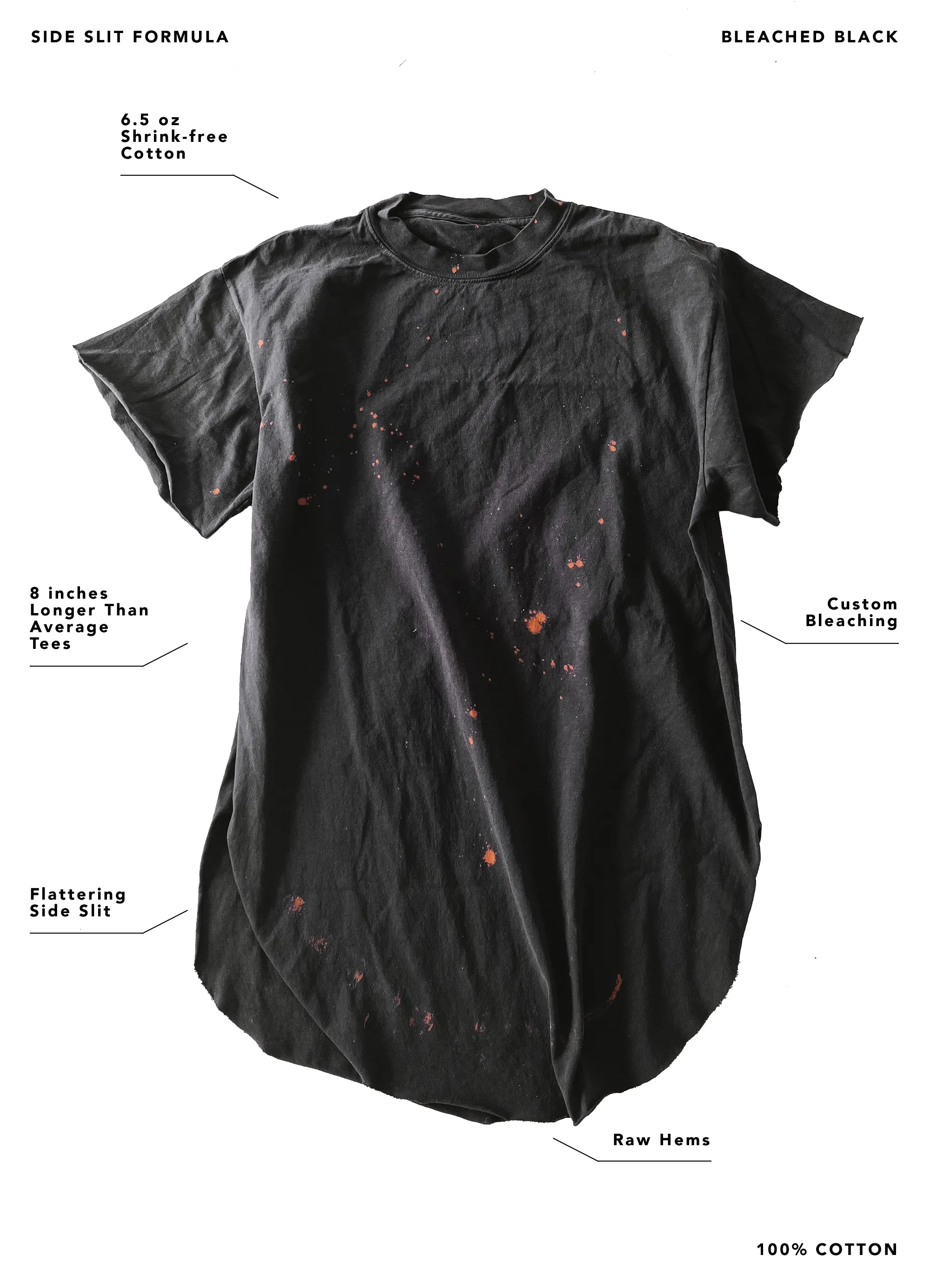 CAT DEVIL  BLEACHED OUT SIDE SLIT TEE