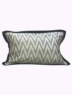 Chevron Grey with black  Ikat Silk Indoor Cushion