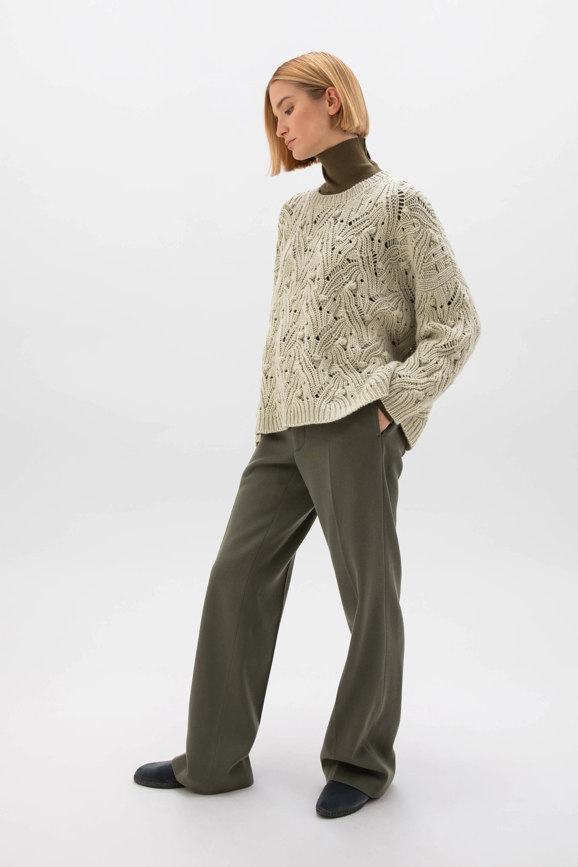 Chunky Lace Stitch Cashmere Jumper