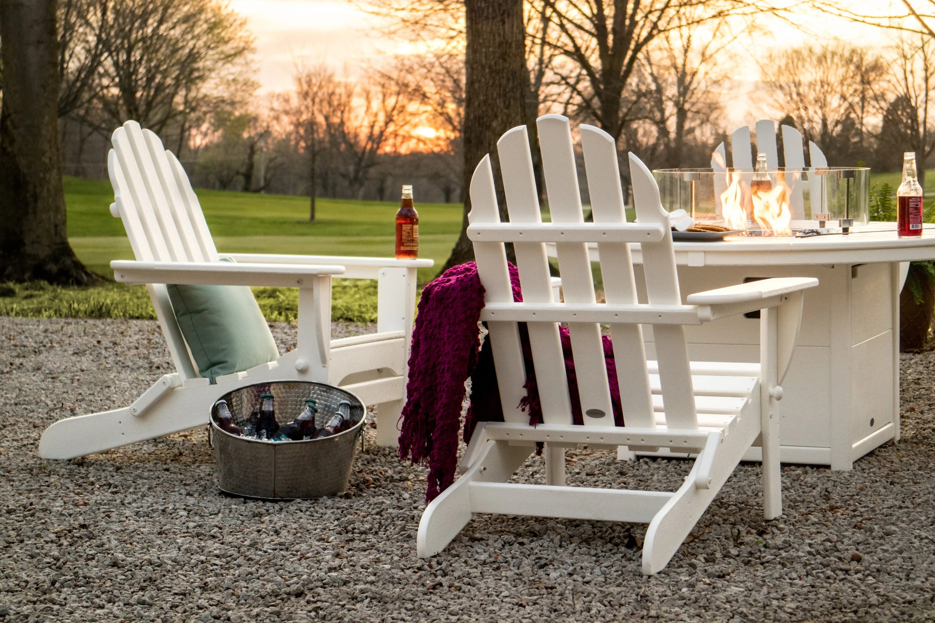 Classic Folding Adirondack 6-Piece Conversation Set with Fire Pit Table
