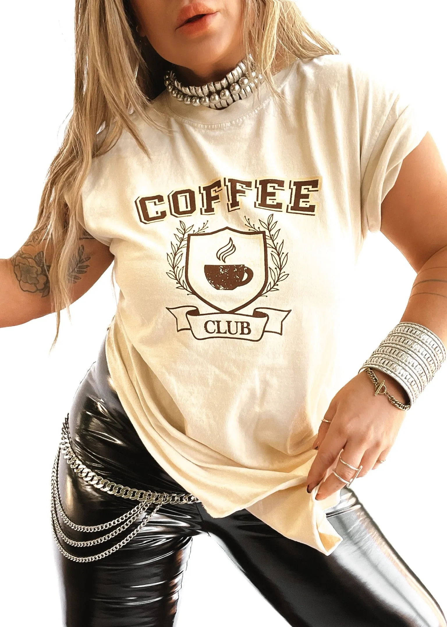 COFFEE CLUB SIDE SLIT TEE