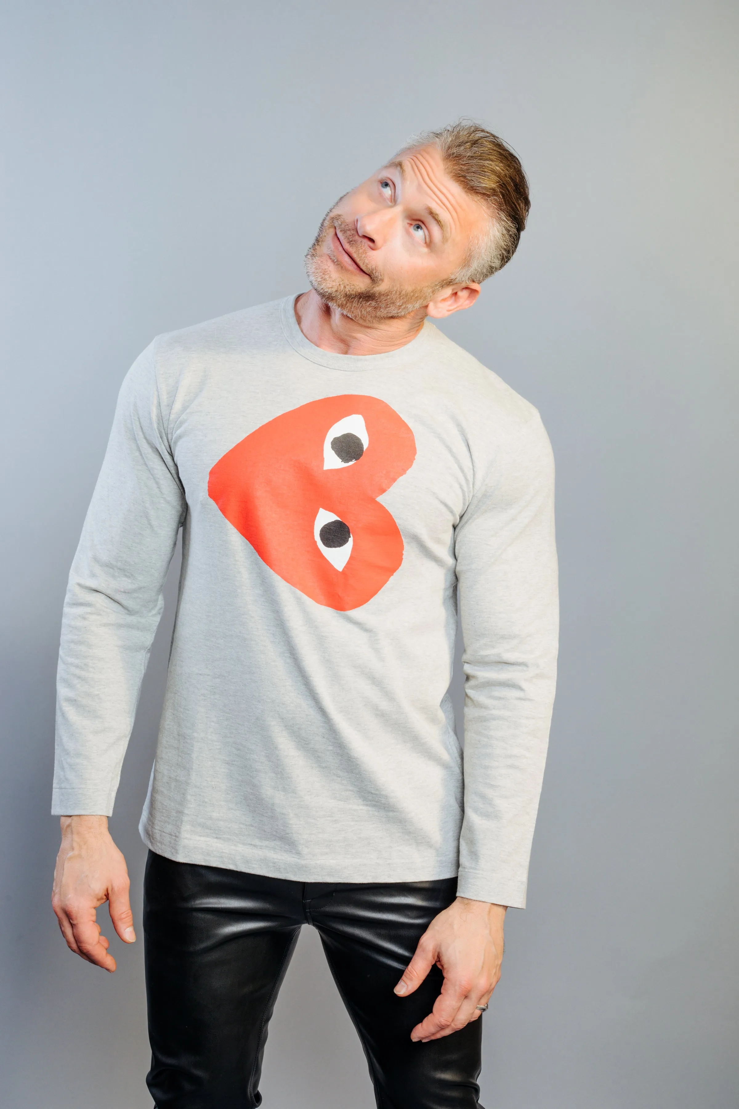 COMME des GARÇONS PLAY GRAY LONGSLEEVE T-SHIRT