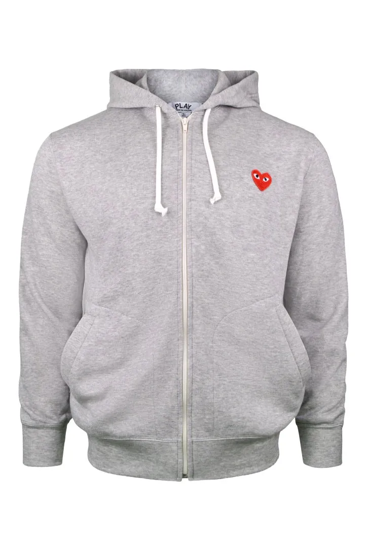 COMME des GARÇONS PLAY GRAY ZIP-UP HOODIE
