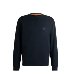 Cotton-terry Relaxed-fit Sweatshirt With Logo Patch - Navy