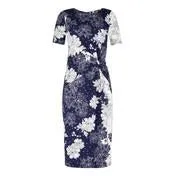 Crew Neck Twist Knot Print Dress