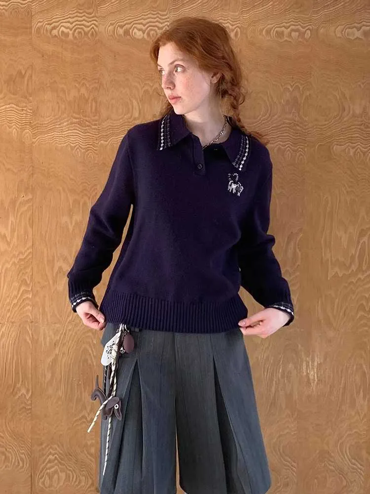 Embroidered knit sweater【s0000009841】