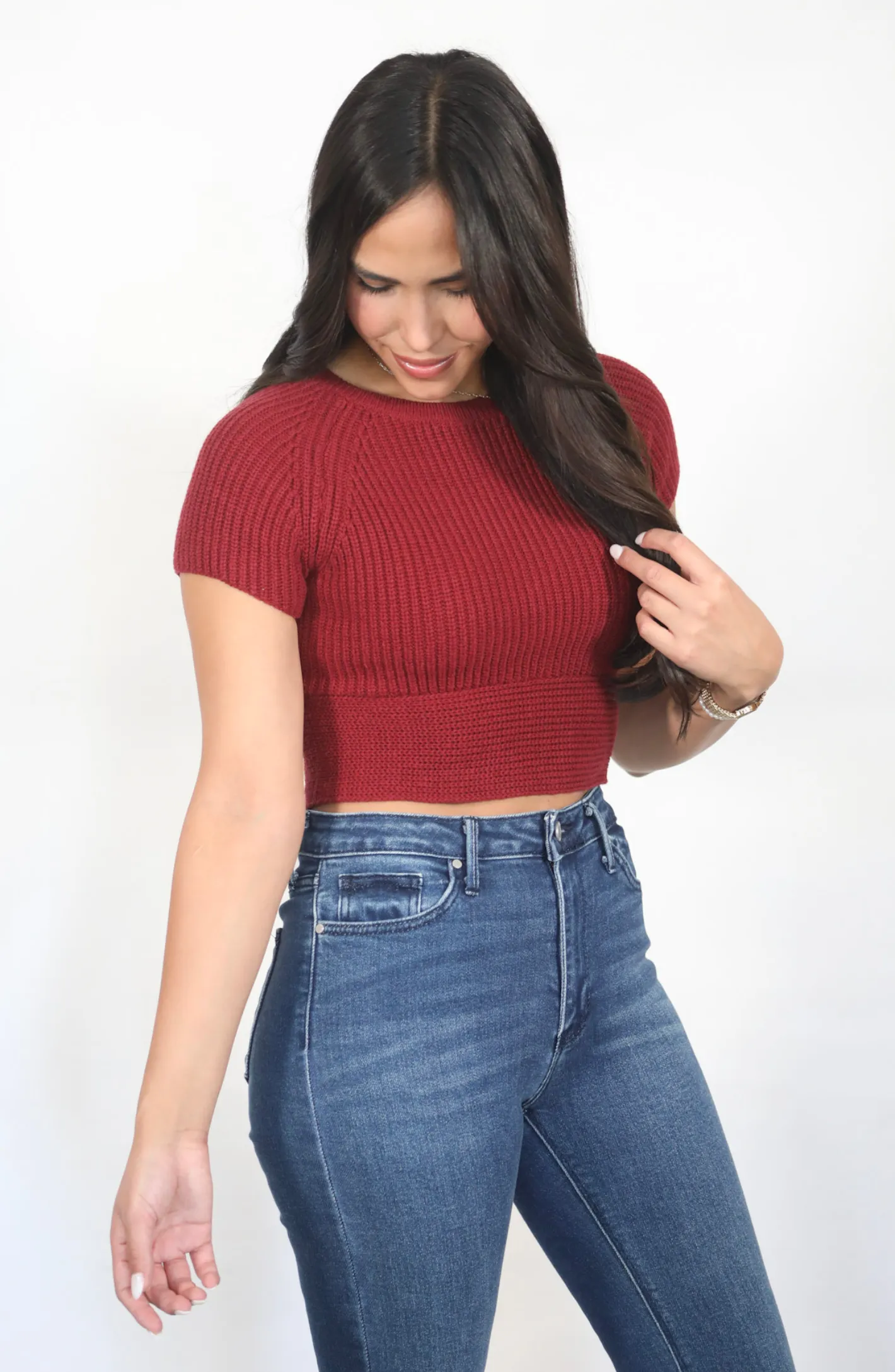 Featuring You Maroon With White Bow Detail Top