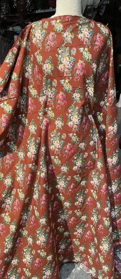 Floral Print Cotton - Off White / Rose / Green
