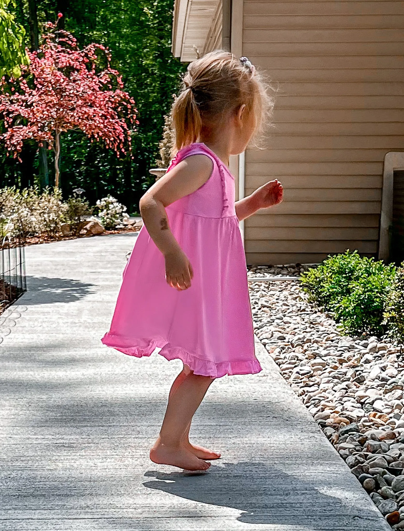 Girls Soft Cotton Jersey Flutter Tank Dress | Yellow