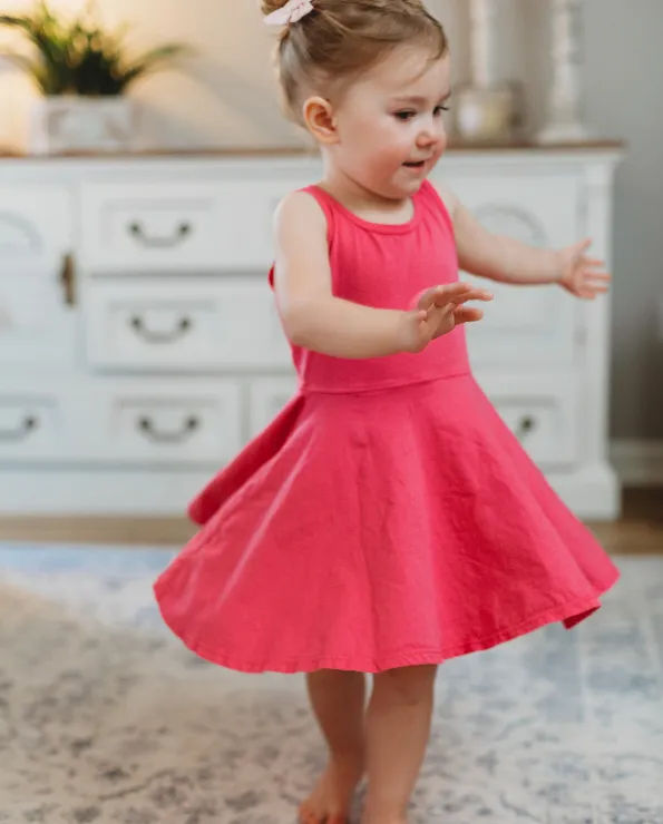 Girls Soft Cotton Jersey Twirly Tank Dress  | Elf Green