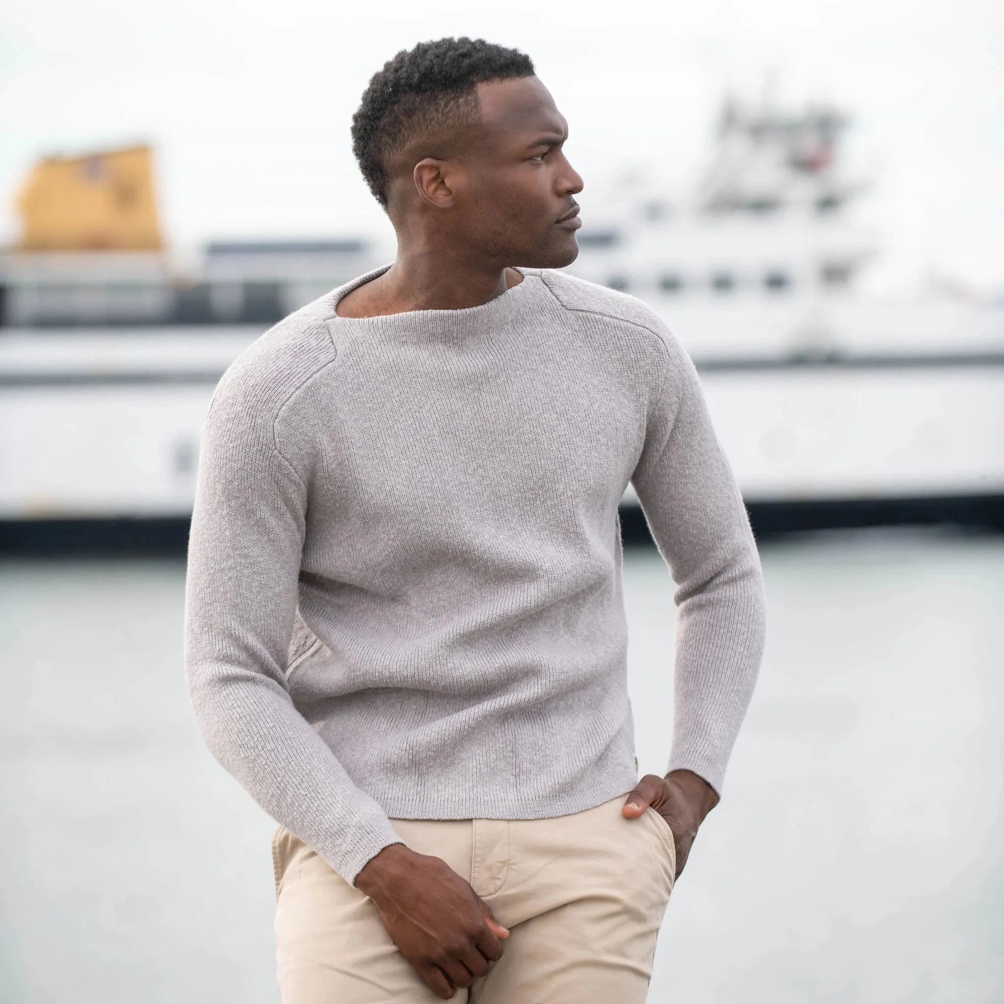 Gray Boatneck Sweater