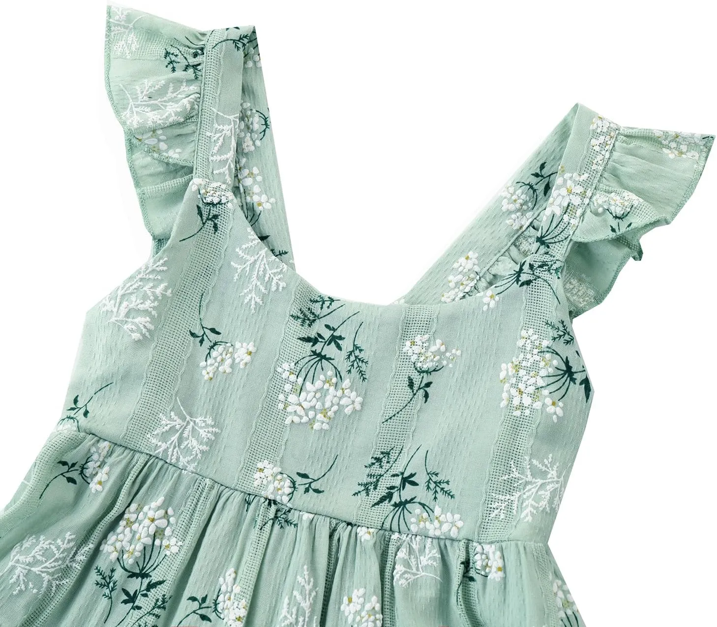 GSVIBK Girls Linen Cotton Dress Flutter Sleeve Back Cross Dress Toddler A-Line Skater Dress Baby Girl Halter Casual Sundress