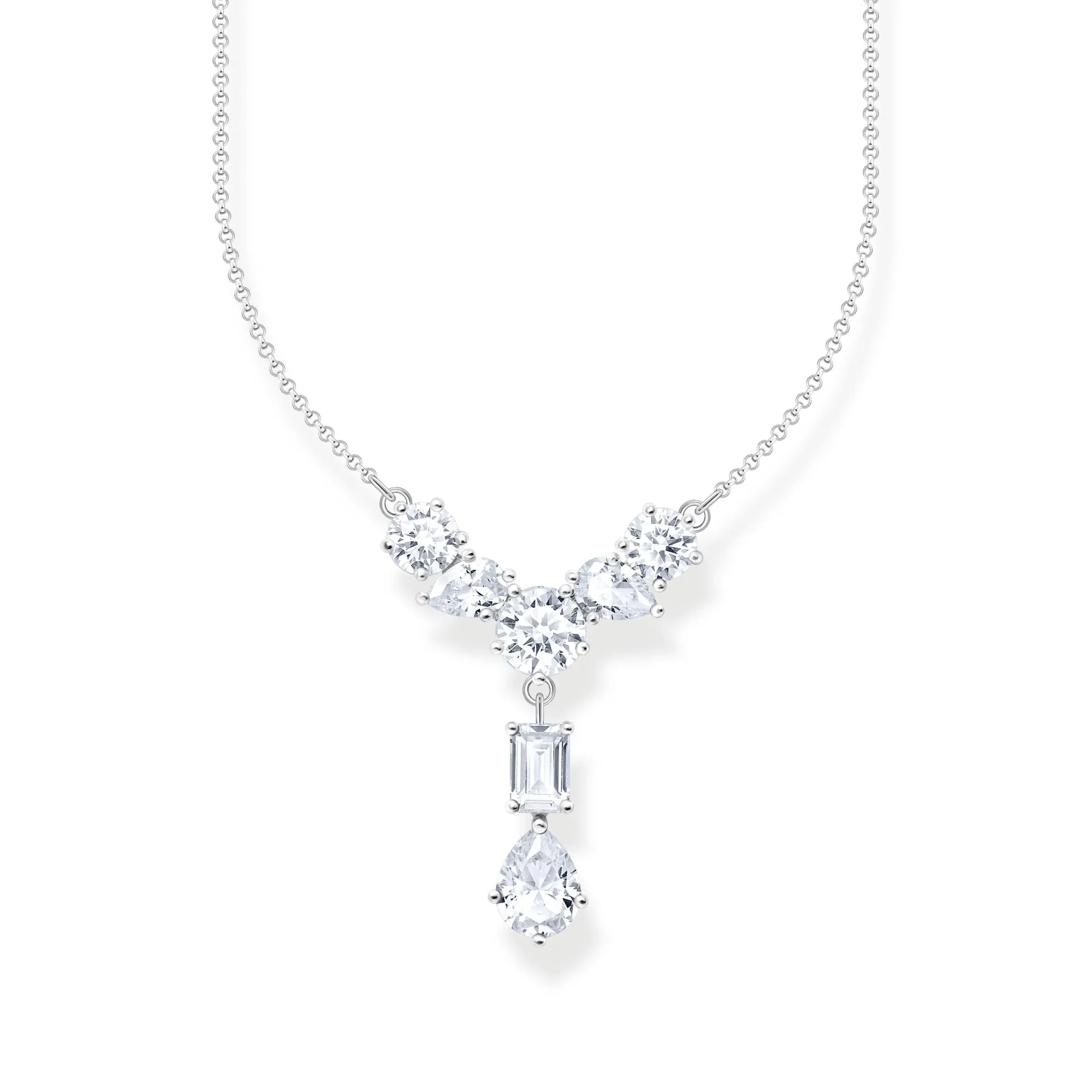 Heritage Glam Y-Necklace with white zirconia stones