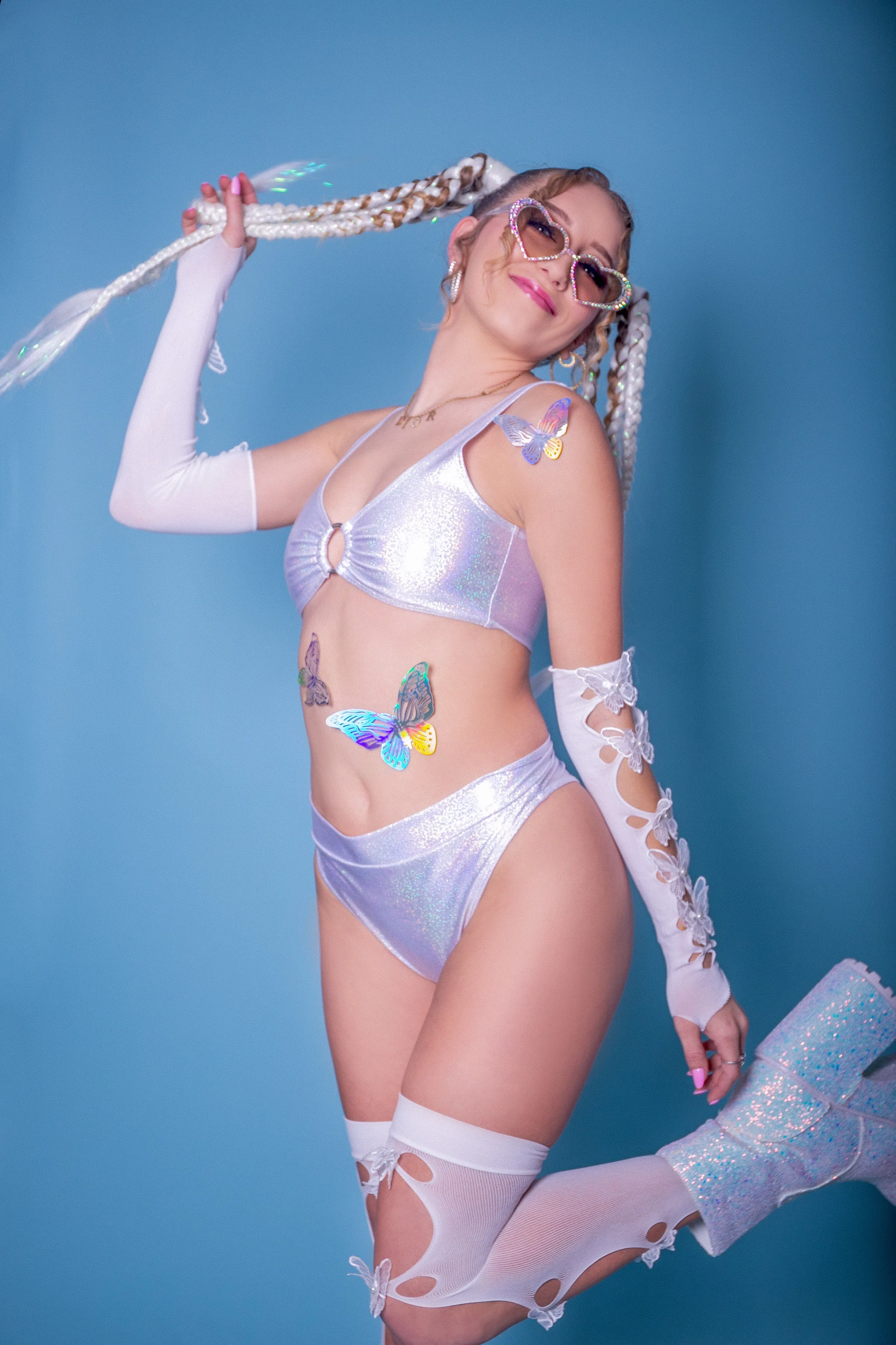 Hologram Highcut Scrunchback Bikini Bottom in White