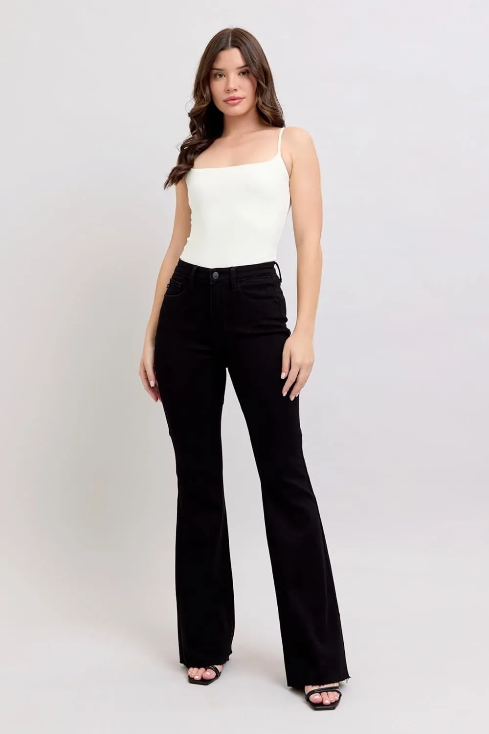 Judy Blue High-Waisted Star Seam Detail Flare Jeans - Unique Star Stitch Design, Stretch Comfort, Womens Denim - 88958