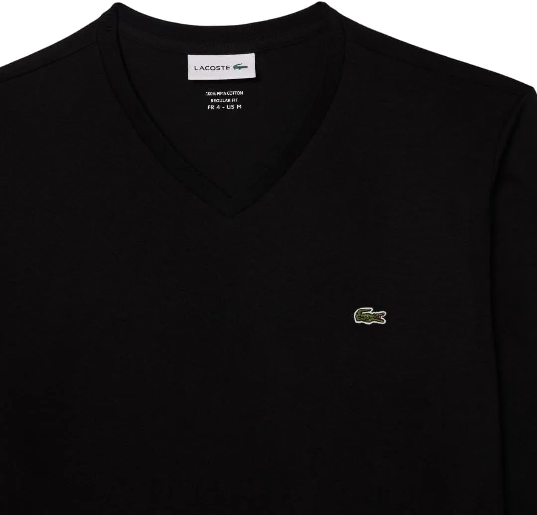 Lacoste Men's V Neck Lightweight Pima Cotton Jersey T-Shirt