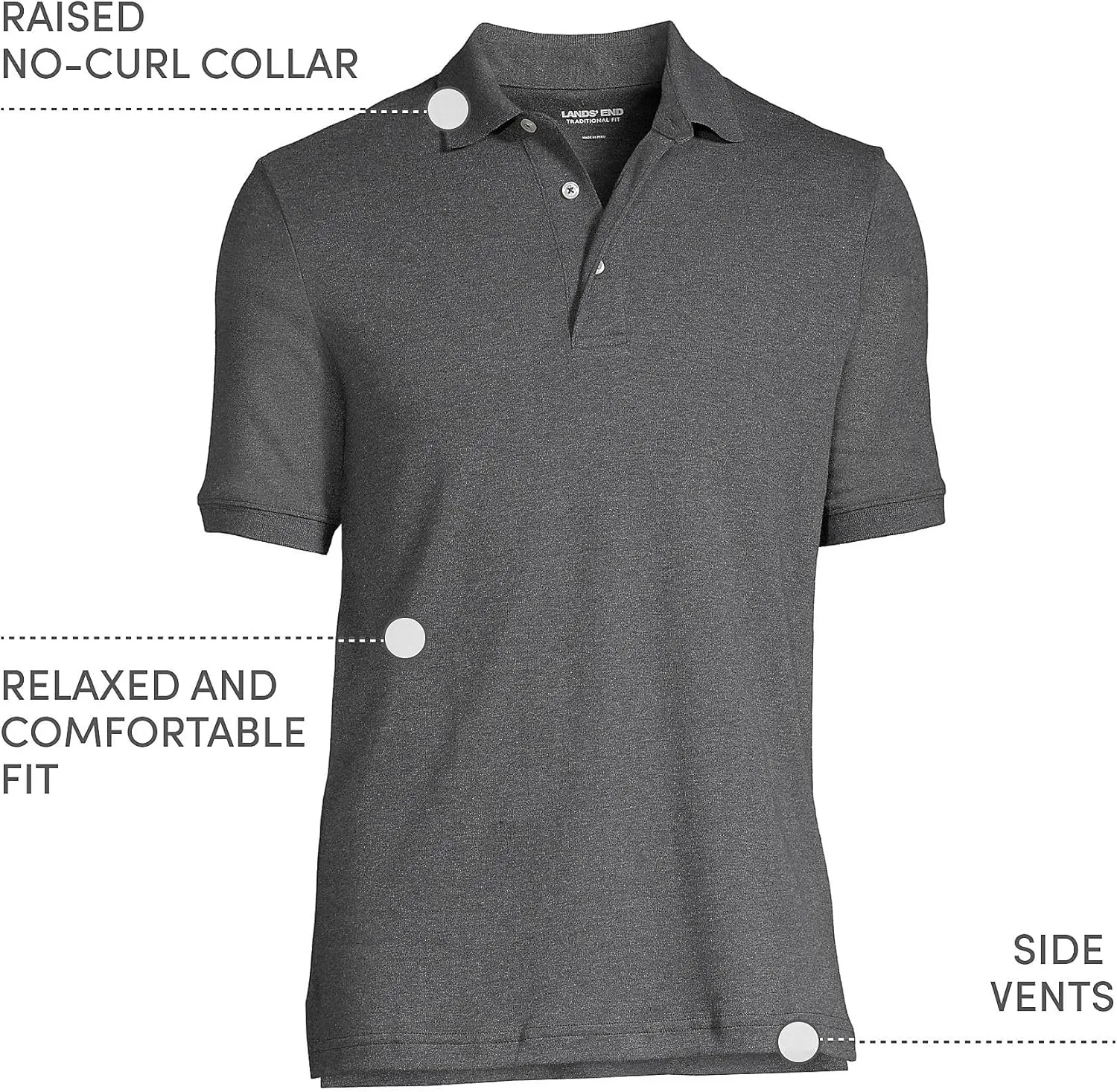 Lands' End Men's Short Sleeve American-Grown Supima Cotton Polo Shirt