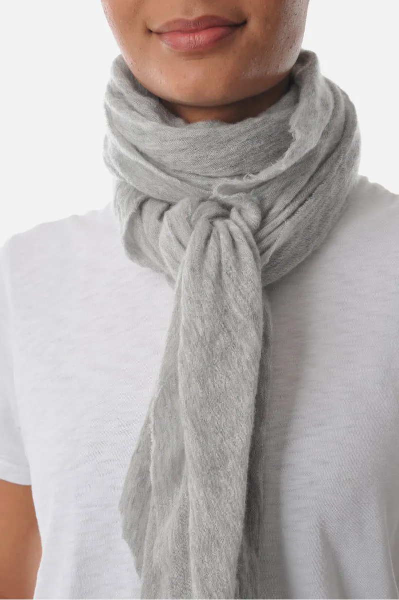 Light Grey Melange Knit Diamond Cashmere Scarf