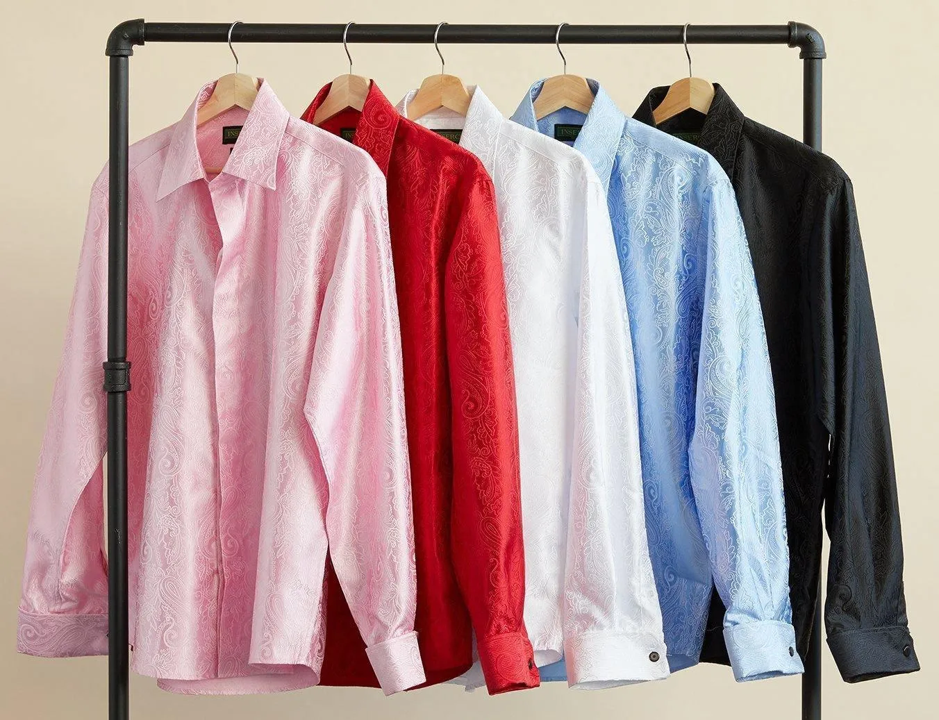 Long Sleeve Light Blue Paisley Jacquard Shirt