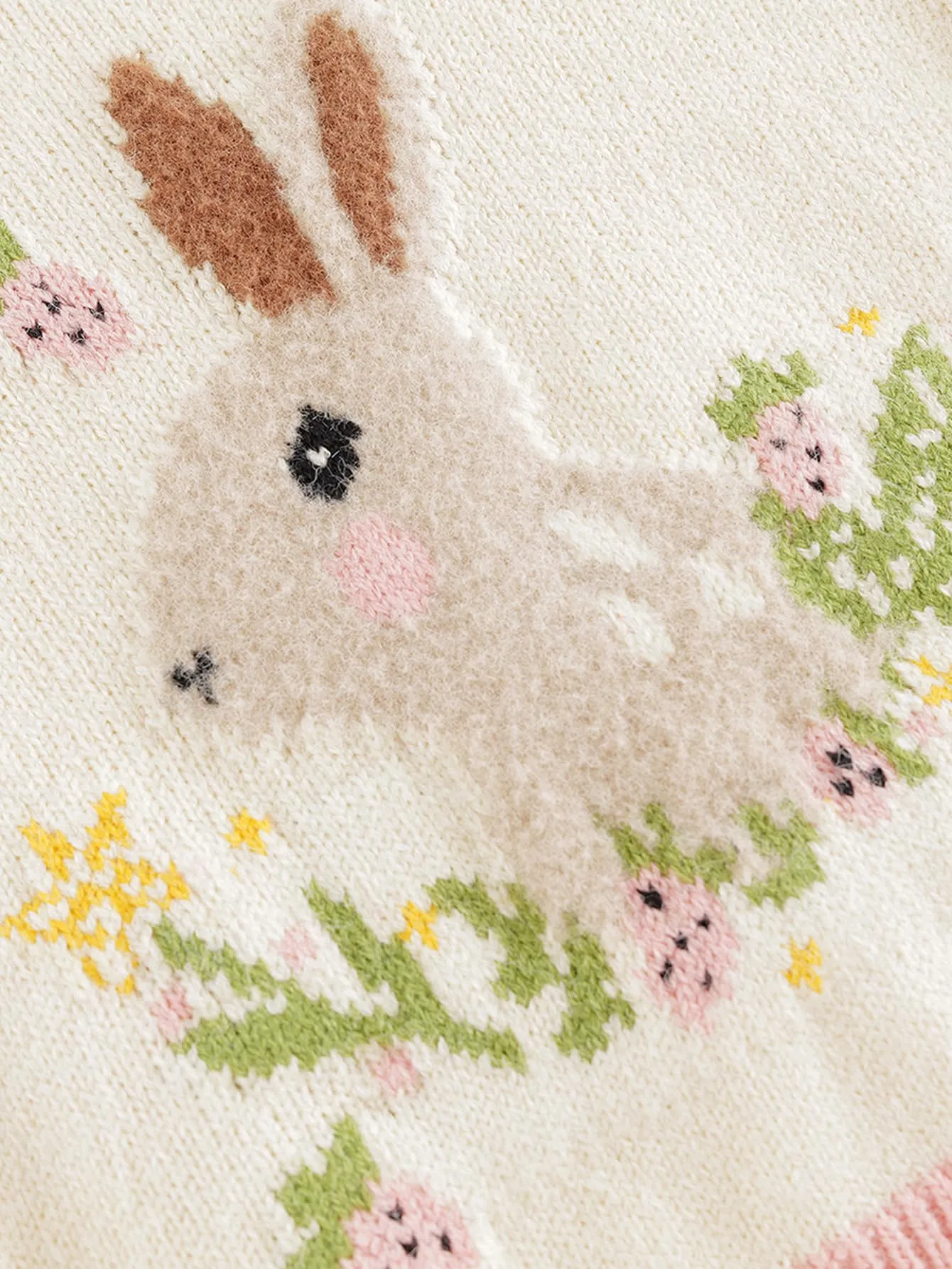 MARC & JANIE Girls Rabbit Jacquard Embroidered Pullover Sweaters 241067