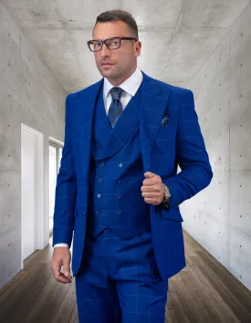 MASCA SAPPHIRE WINDOW PANE MODERN FIT 3 PC SUIT