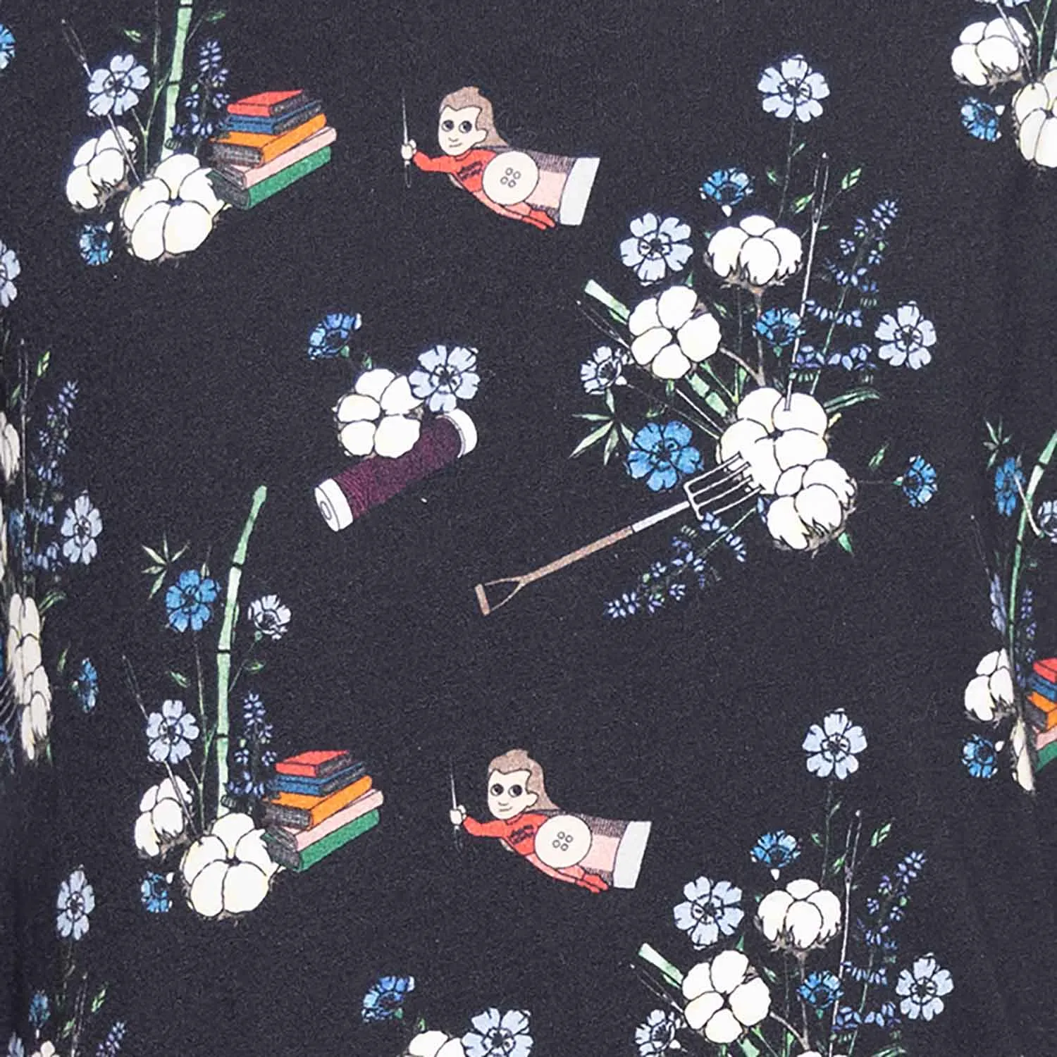 Meisjes zwarte jurk met bloemenprint