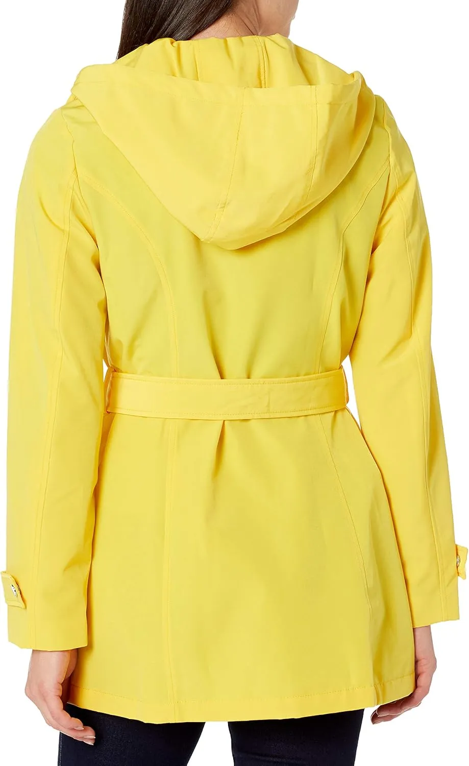 Nautica Women's Hooded Raincoat with Belt Jacket