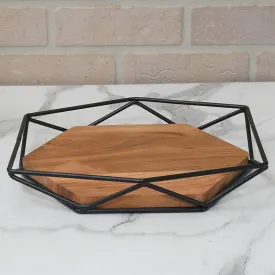 Nidara Geometric Serving Tray - Black