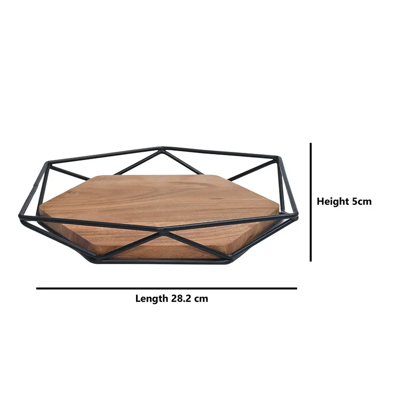 Nidara Geometric Serving Tray - Black