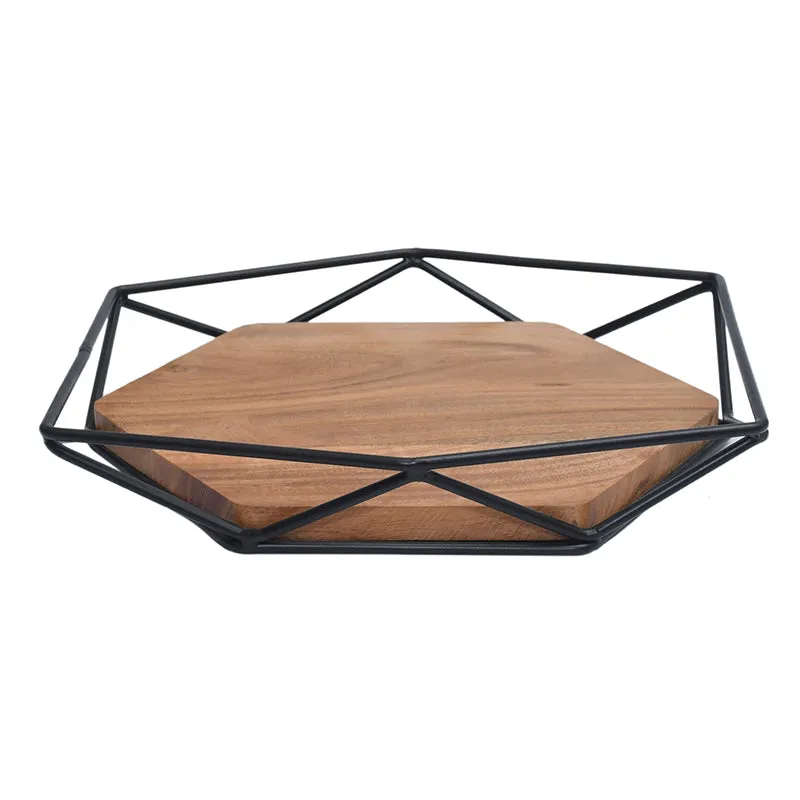Nidara Geometric Serving Tray - Black