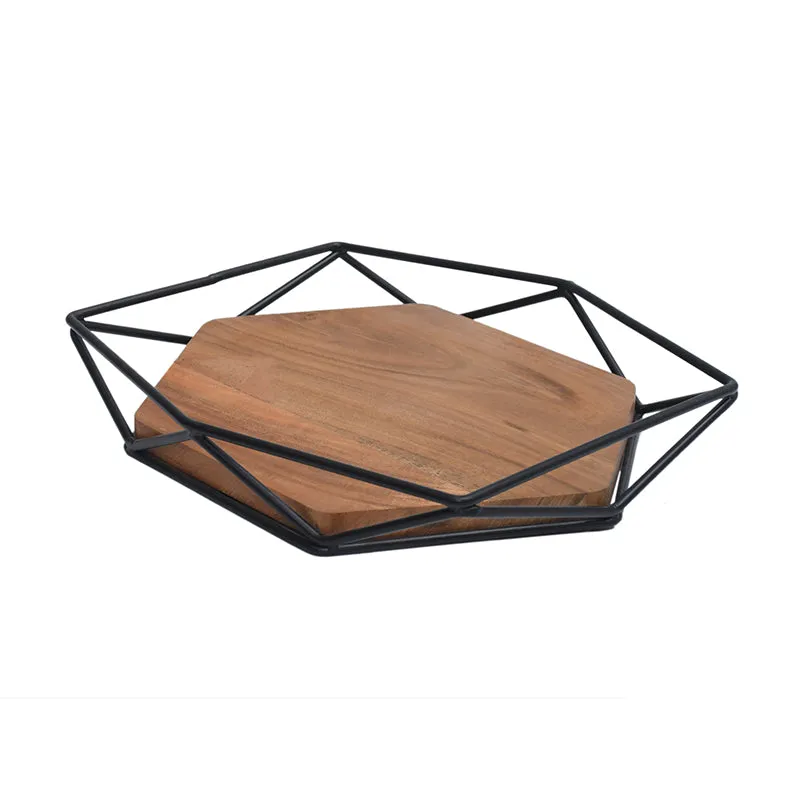 Nidara Geometric Serving Tray - Black