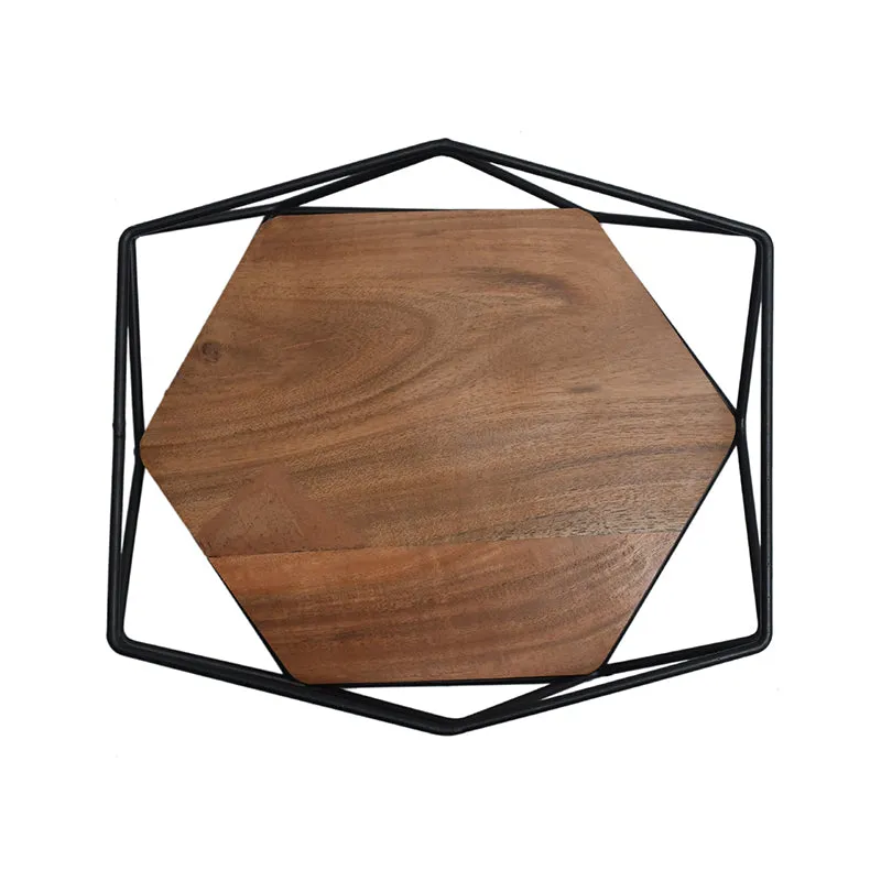 Nidara Geometric Serving Tray - Black