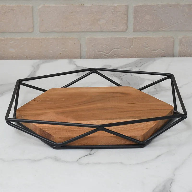 Nidara Geometric Serving Tray - Black