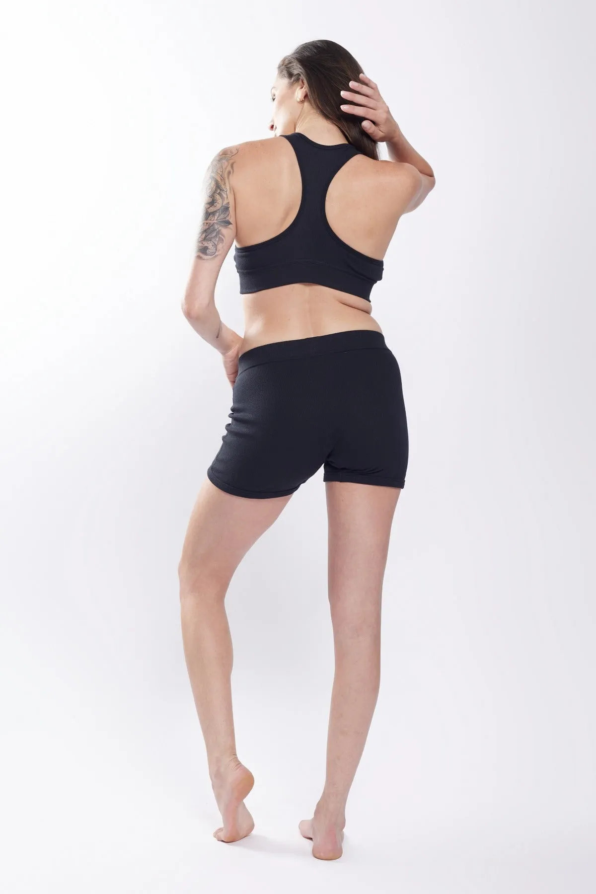Organic Cotton Rib 4.5" Trunks - Black