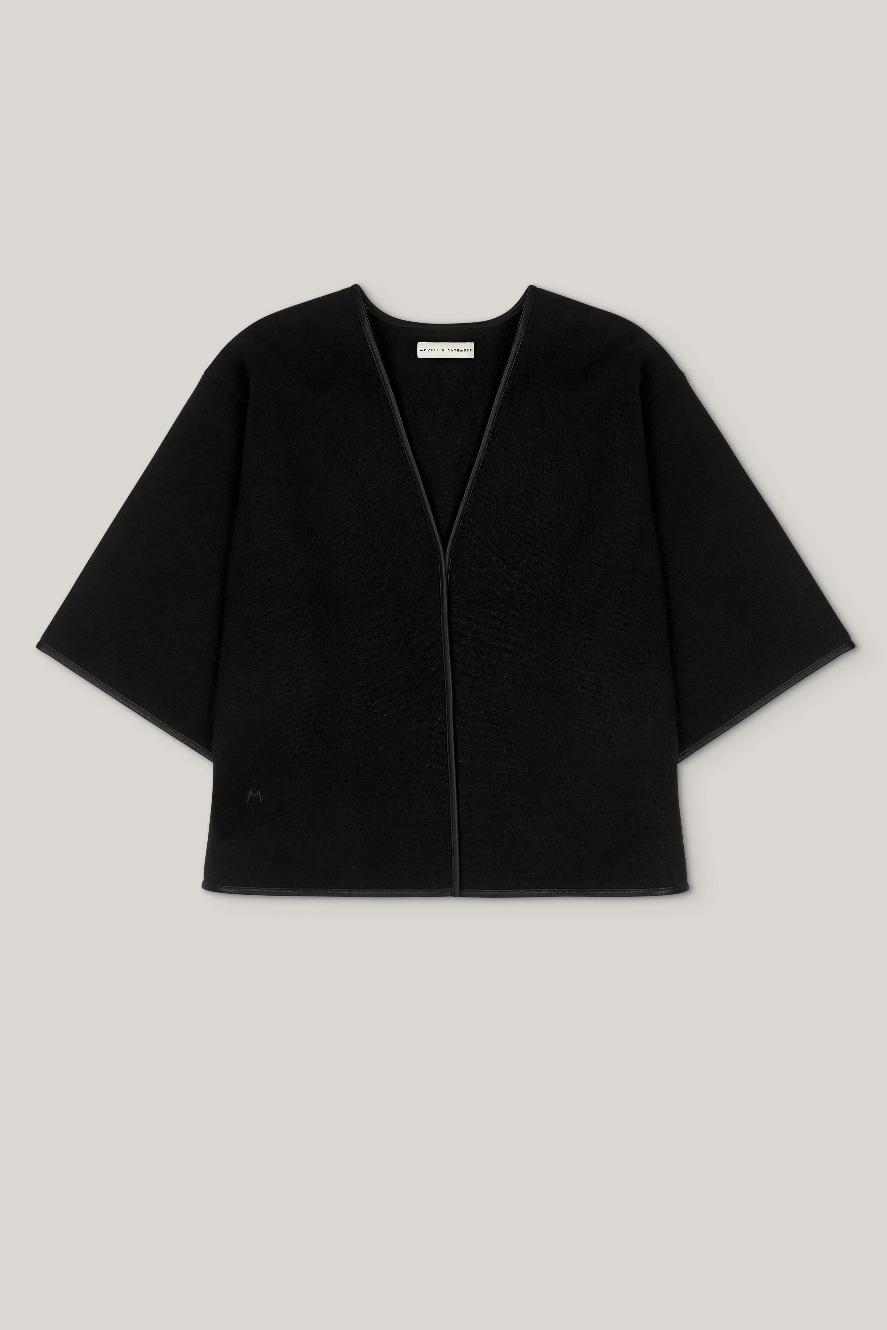 Outlined Cashmere-Leather Cape Jacket