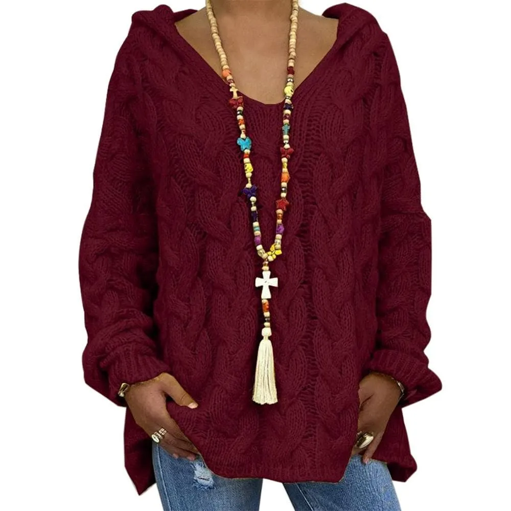 Oversize Knitted Pullover Sweater - Soft and Cozy Winter Essential, Women Ages 18-35