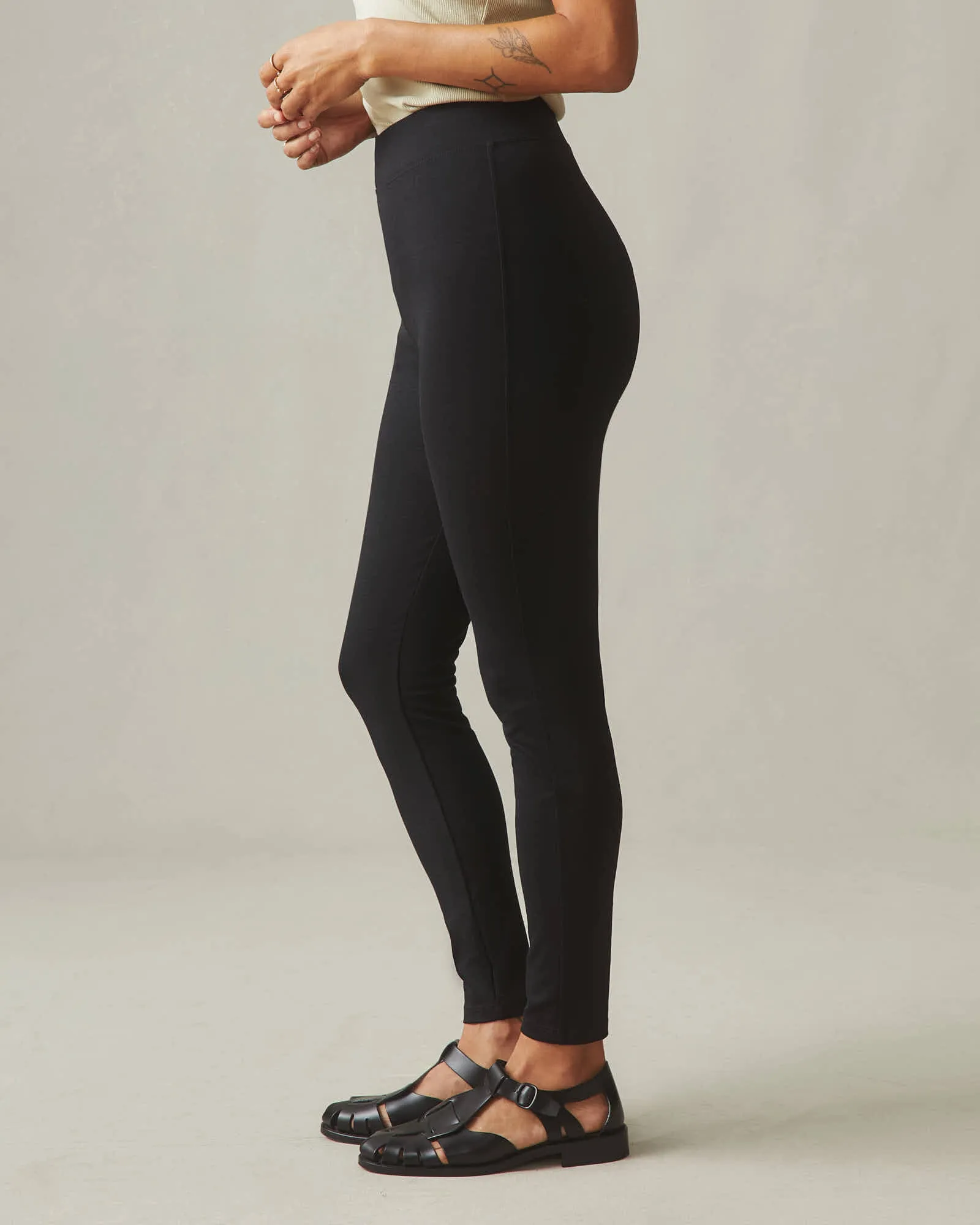 Ponte Slim Pant High Rise - Super Black