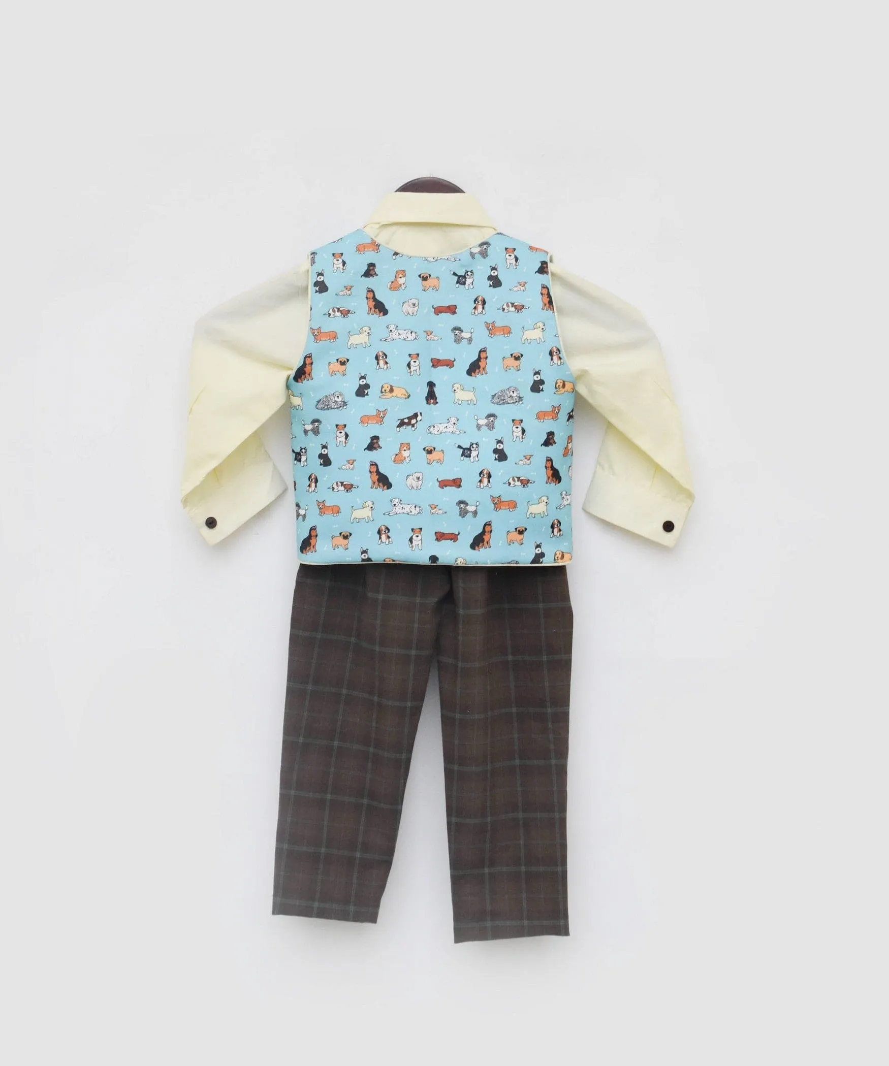 Pre Order: Blue Printed Waist Coat Set