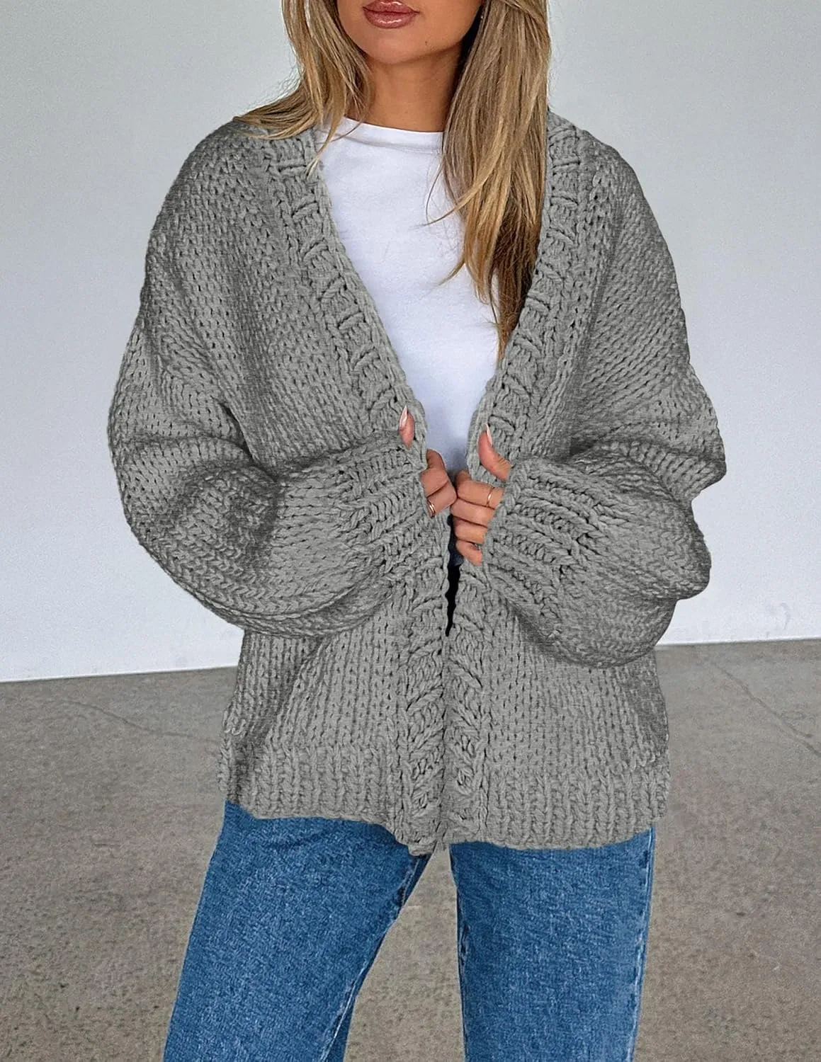 PRETTYGARDEN Womens Cardigan Sweaters 2025 Spring Fall Trendy Chunky Knit Outerwear Outfits Fashion Long Sleeve Cardigans