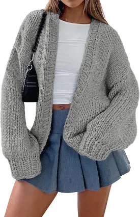 PRETTYGARDEN Womens Cardigan Sweaters 2025 Spring Fall Trendy Chunky Knit Outerwear Outfits Fashion Long Sleeve Cardigans