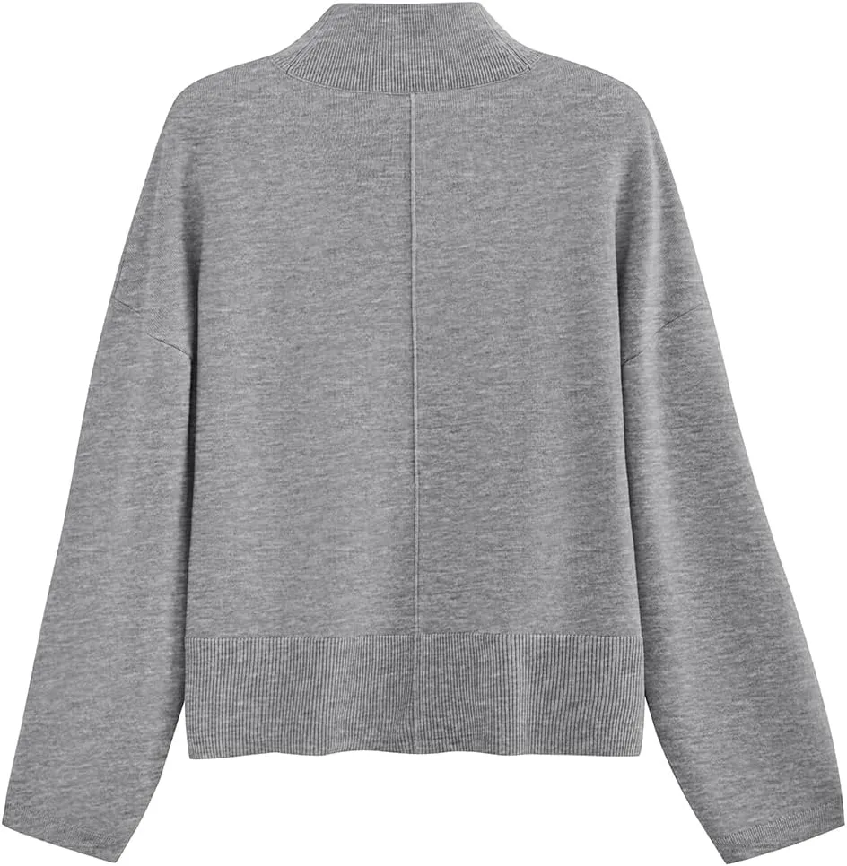 PRETTYGARDEN Womens Sweaters Fall 2025 Long Sleeve Ribbed Knit Pullover Loose Mock Neck Lightweight Casual Sweater Tops