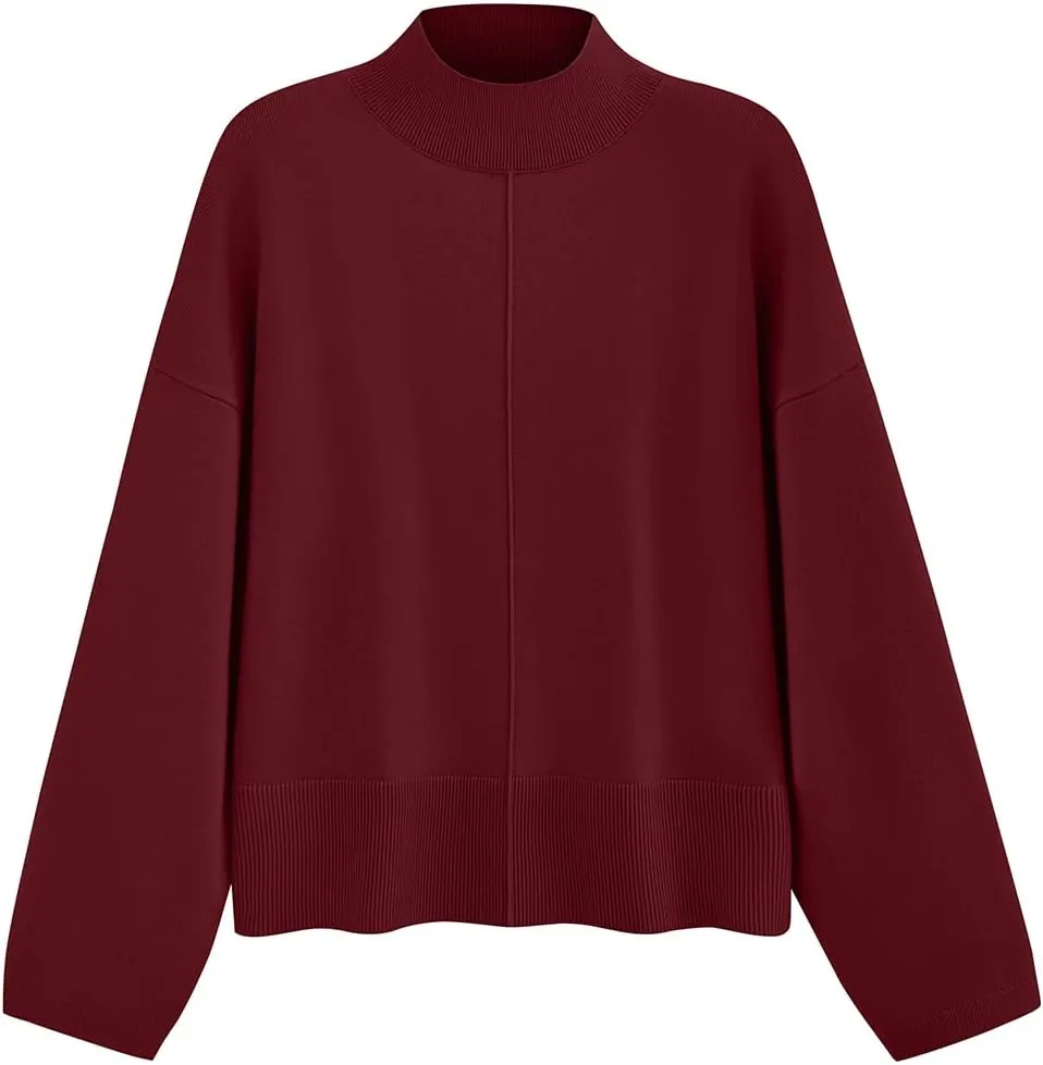 PRETTYGARDEN Womens Sweaters Fall 2025 Long Sleeve Ribbed Knit Pullover Loose Mock Neck Lightweight Casual Sweater Tops