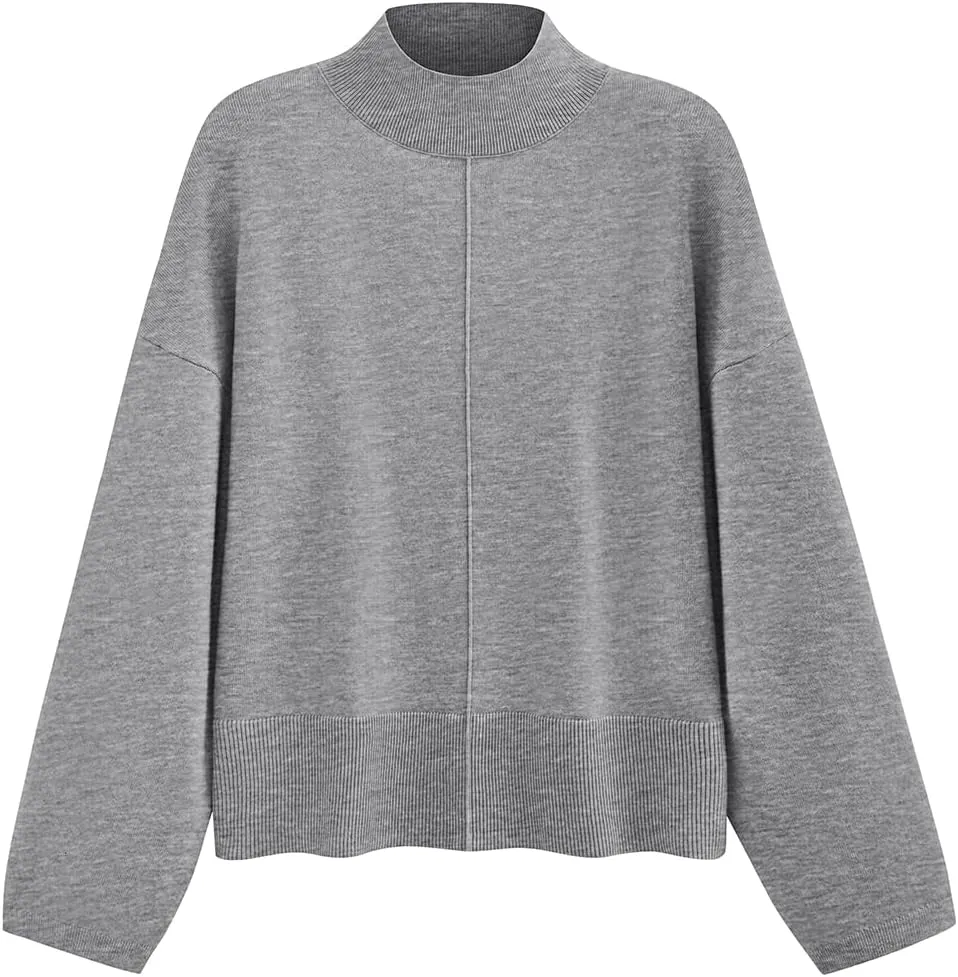 PRETTYGARDEN Womens Sweaters Fall 2025 Long Sleeve Ribbed Knit Pullover Loose Mock Neck Lightweight Casual Sweater Tops