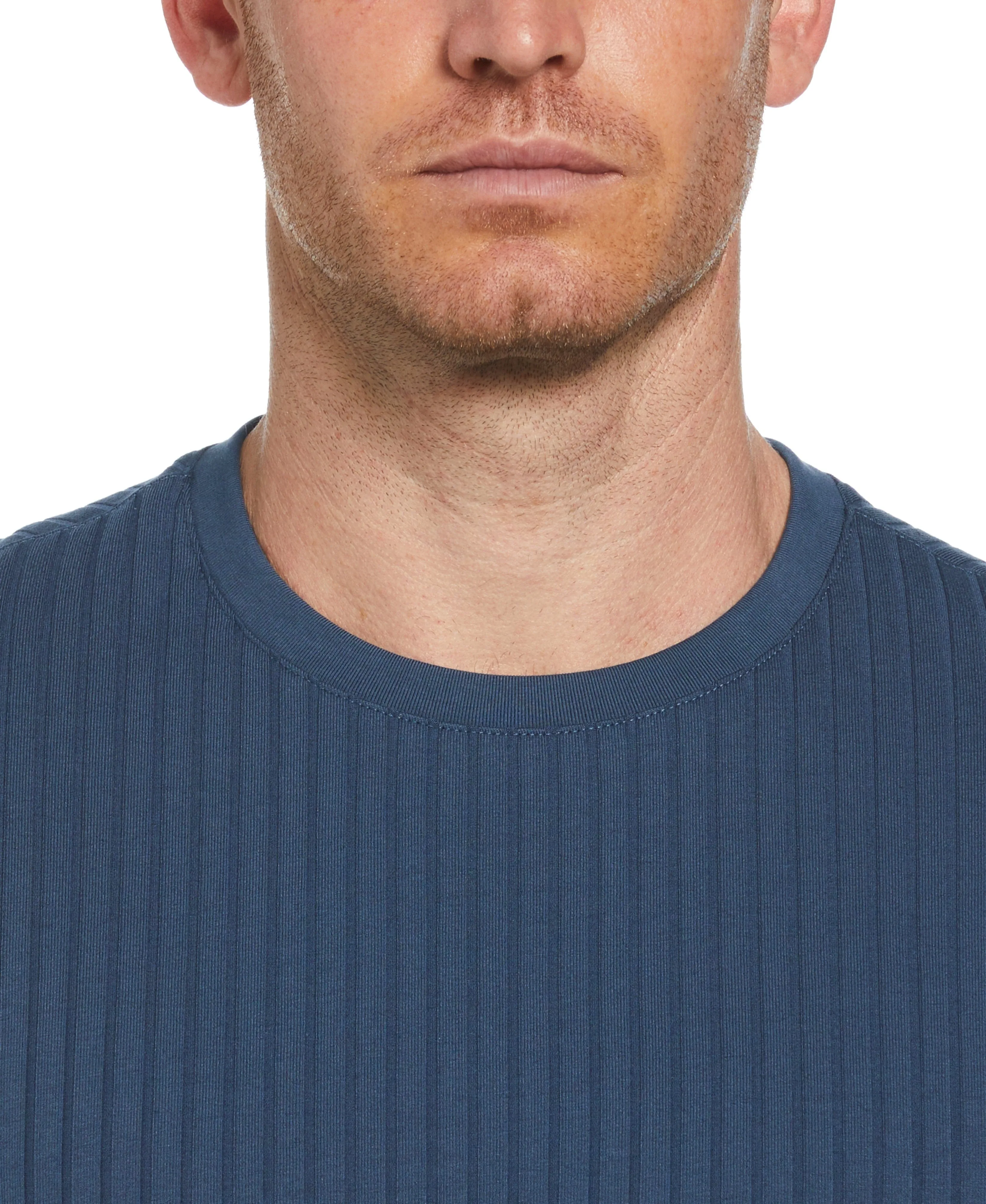 Rib Knit Crew Neck Tee