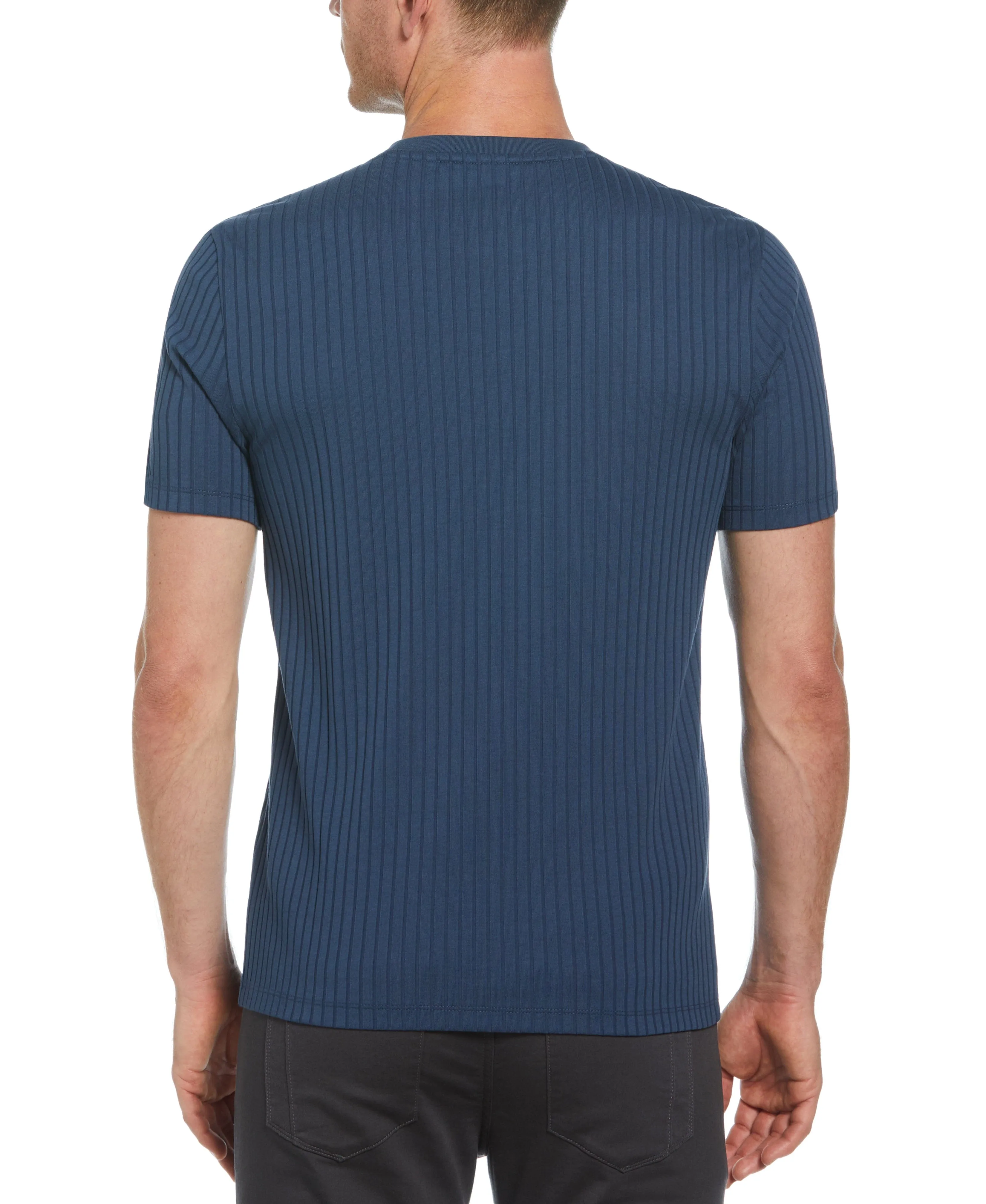 Rib Knit Crew Neck Tee