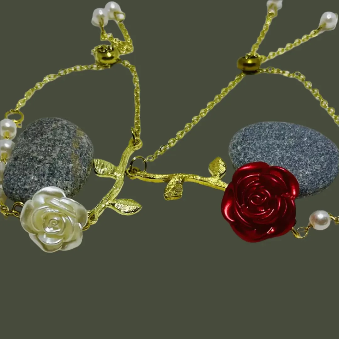 Rose adjustable bracelet, 10k golden plated