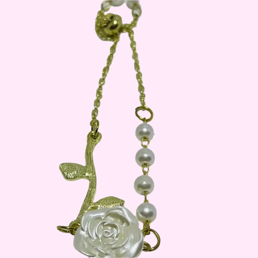 Rose adjustable bracelet, 10k golden plated